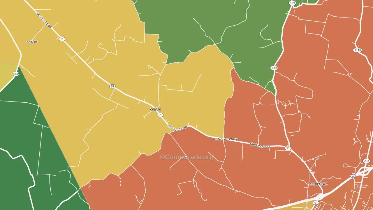 Crider, KY Map of Murder Rates