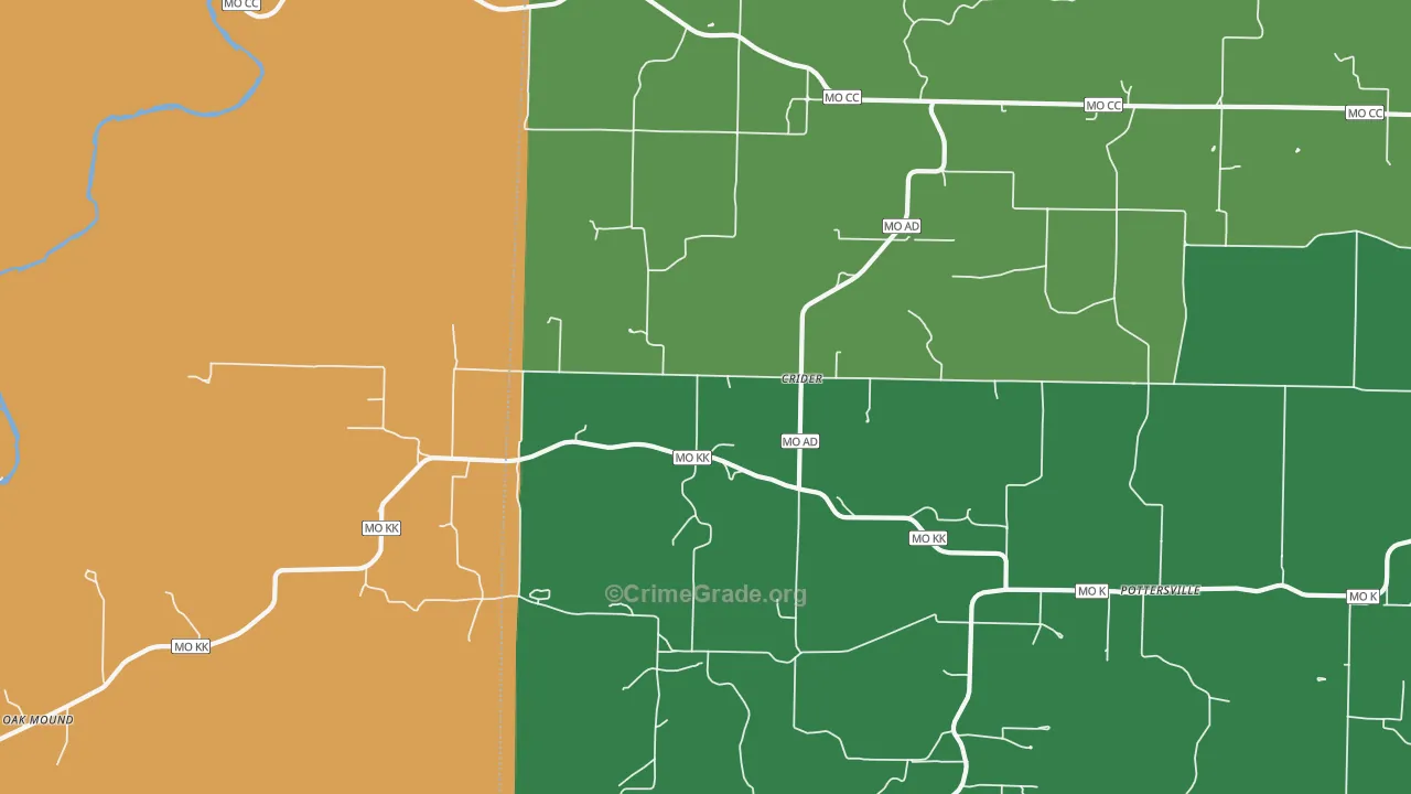 Crider, MO Map of Murder Rates