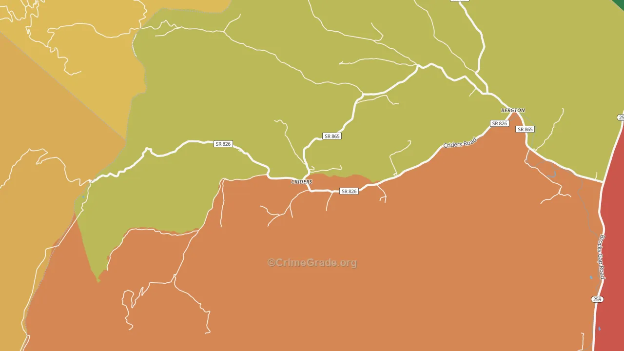 Criders, VA Map of Murder Rates