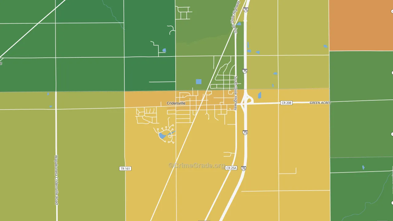 Cridersville, OH Map of Murder Rates