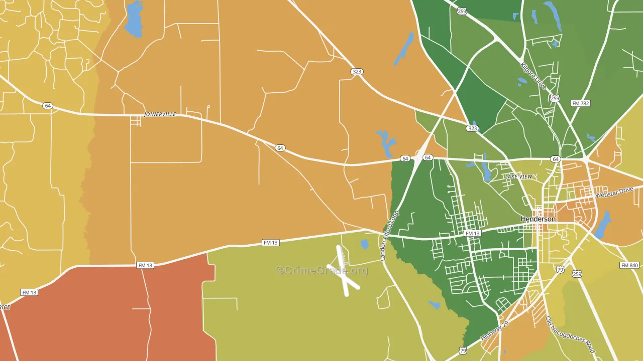 Crimcrest, TX Map of Murder Rates