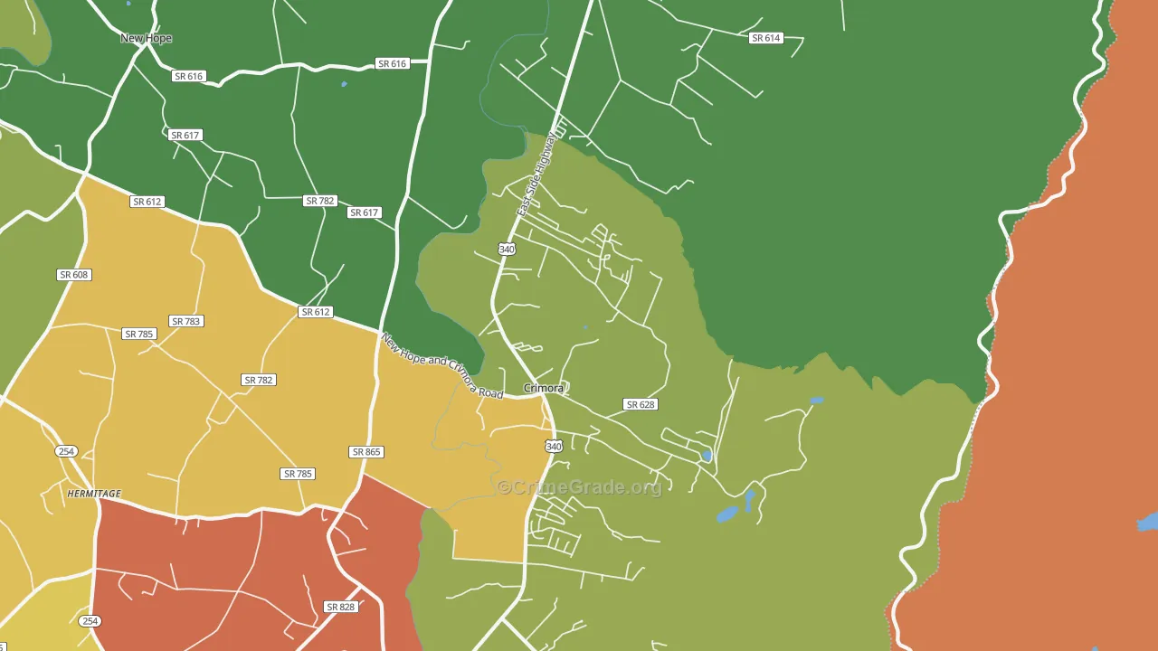 Crimora, VA Map of Murder Rates