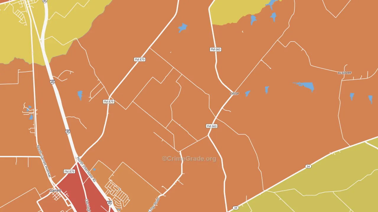 Crisp, TX Map of Murder Rates