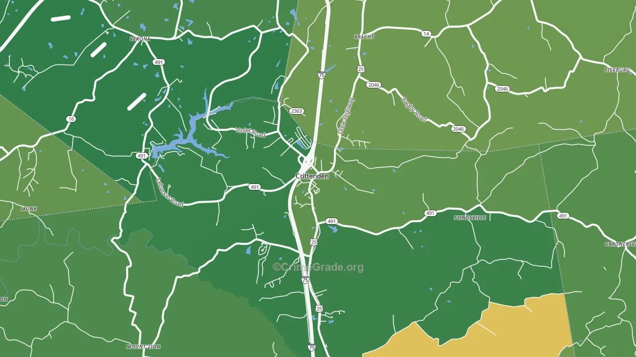 Crittenden, KY Map of Murder Rates
