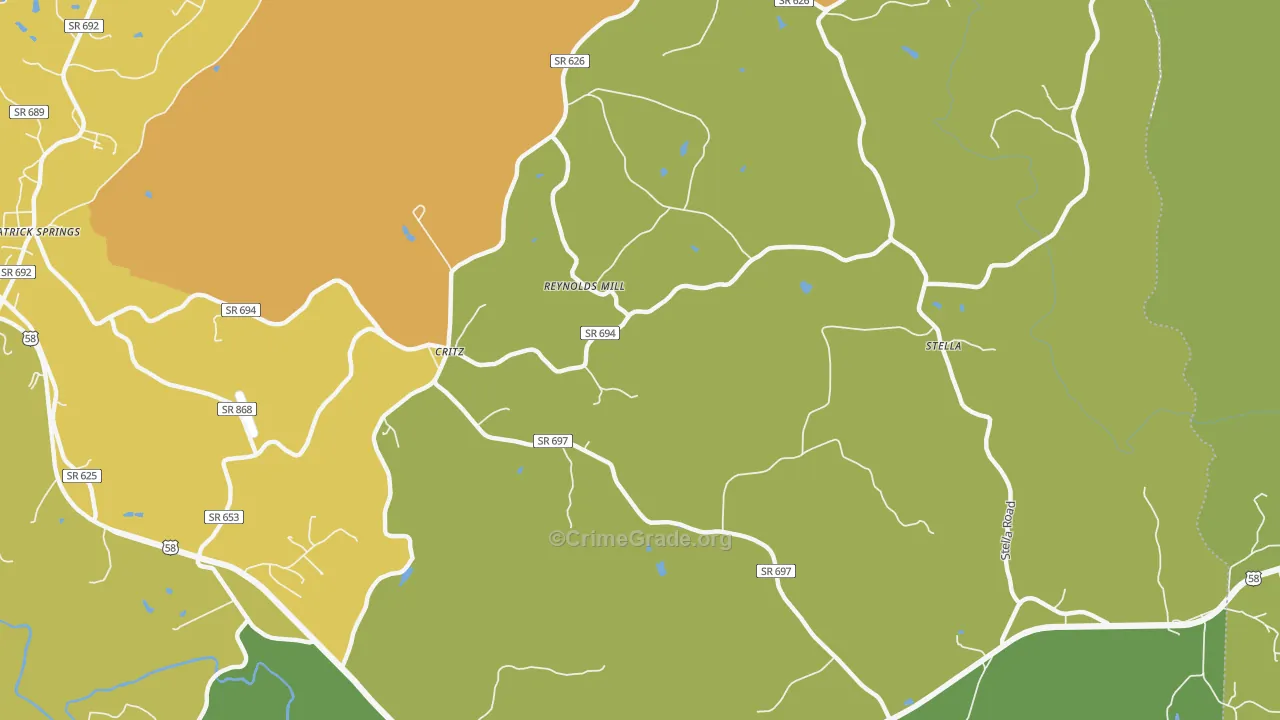 Critz, VA Map of Murder Rates