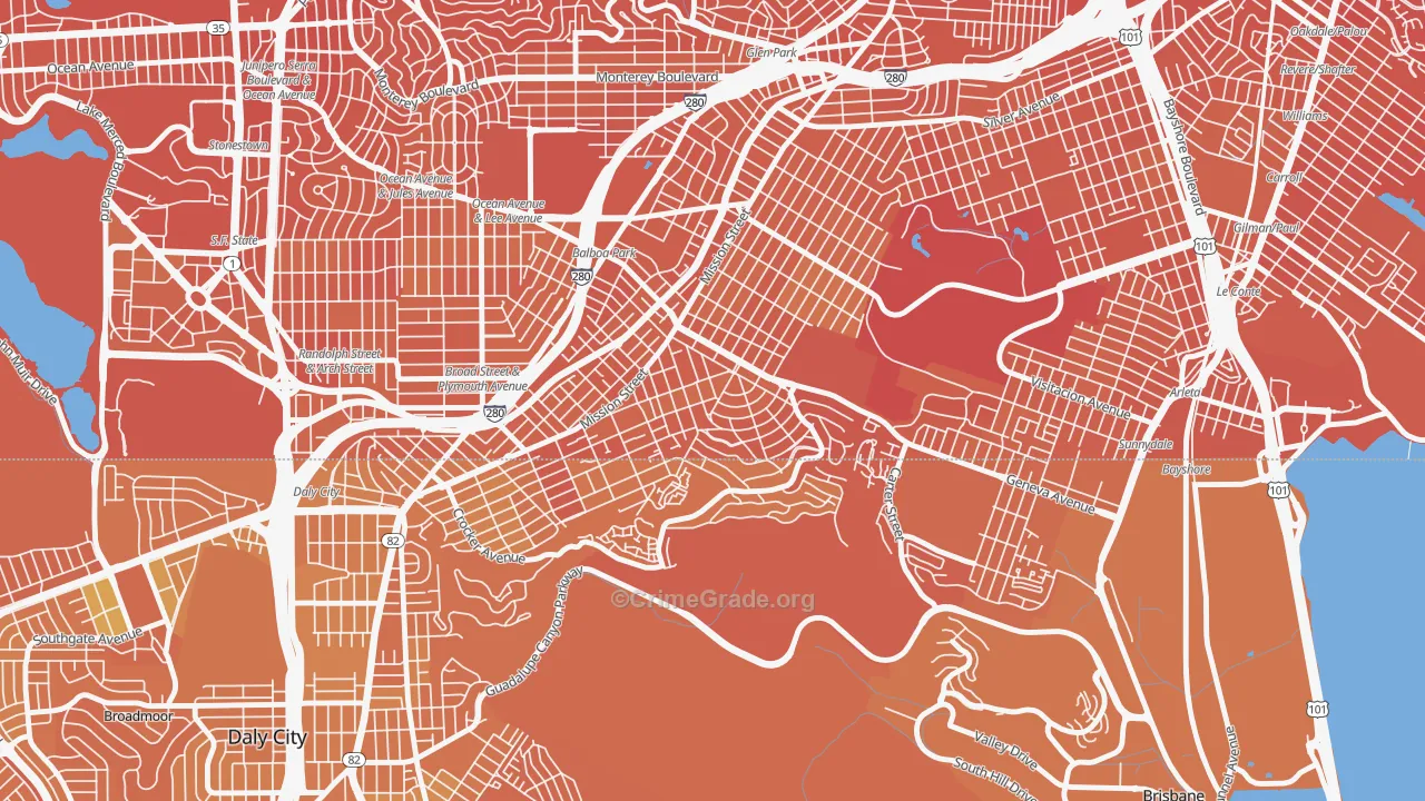 Crocker Amazon, San Francisco, CA Map of Murder Rates