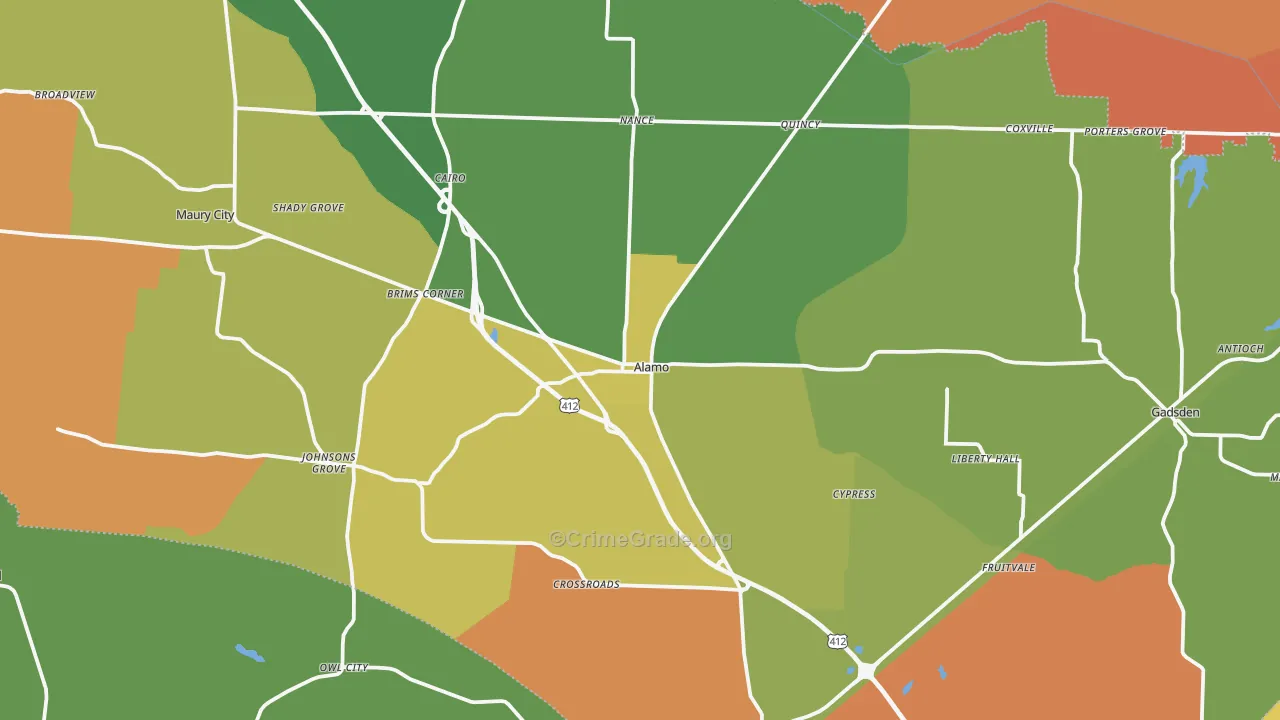 Crockett County, TN Map of Murder Rates