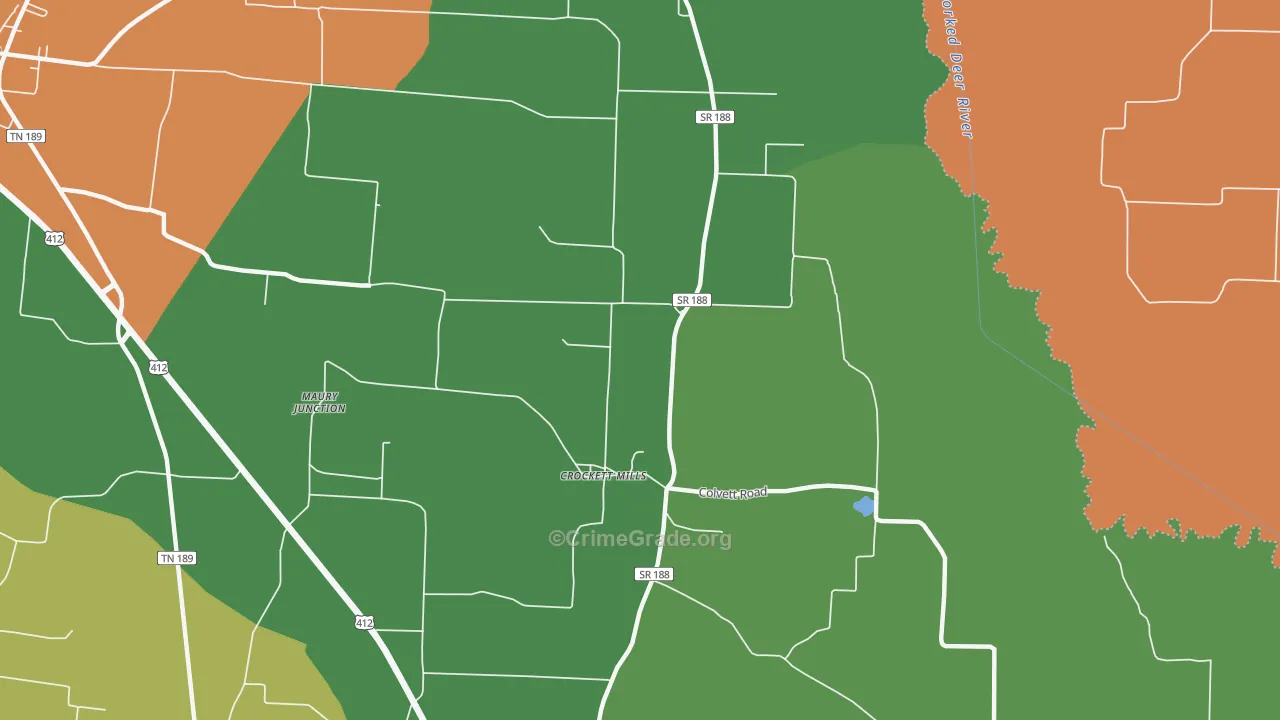 Crockett Mills, TN Map of Murder Rates
