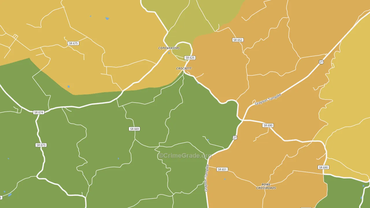 Crockett, VA Map of Murder Rates