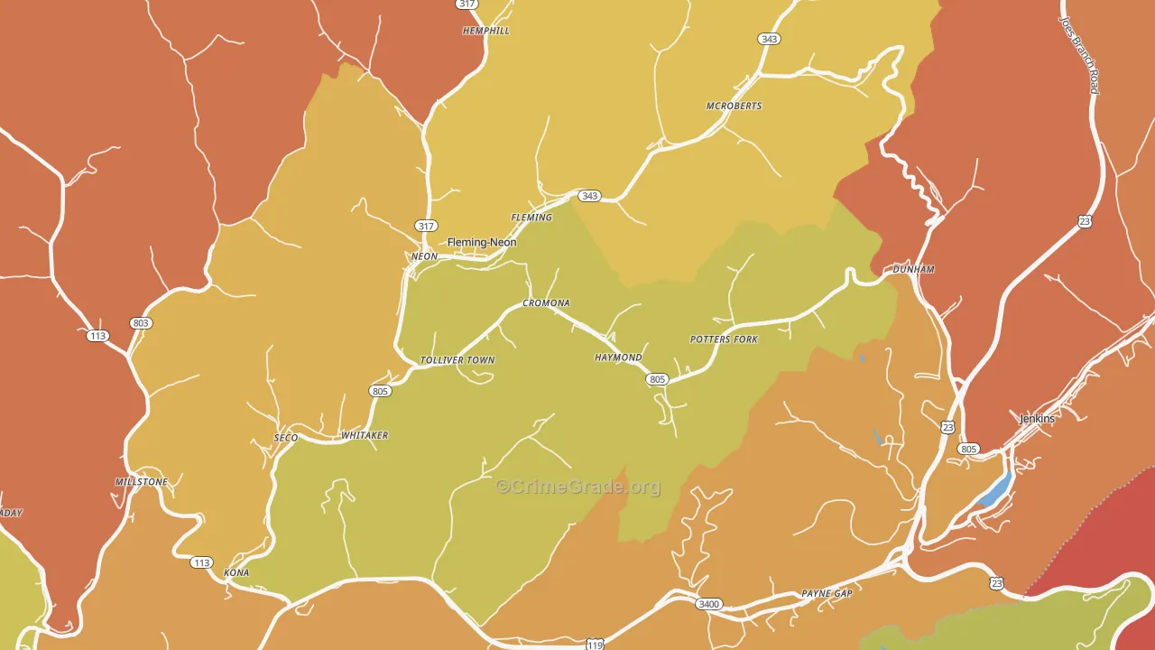 Cromona, KY Map of Murder Rates