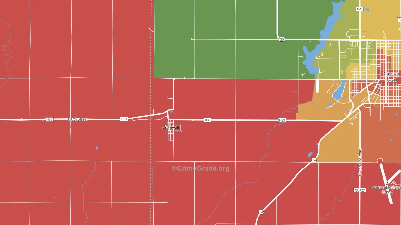 Cromwell, IA Map of Murder Rates