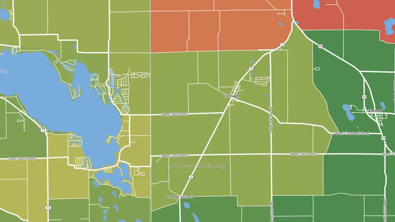 Cromwell, IN Map of Murder Rates