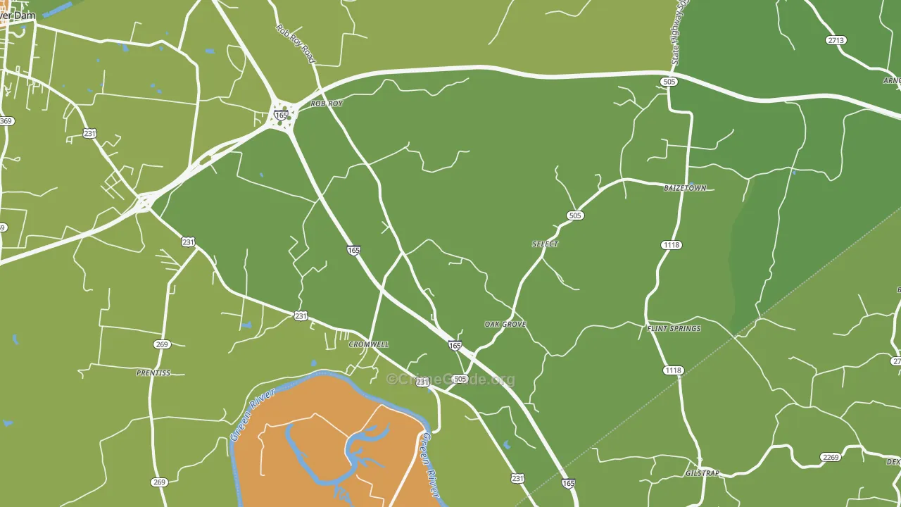 Cromwell, KY Map of Murder Rates