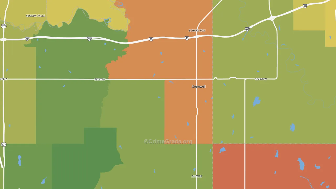 Cromwell, OK Map of Murder Rates