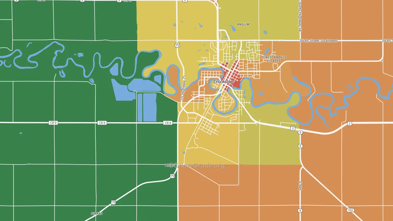 Crookston Junction, MN Map of Murder Rates