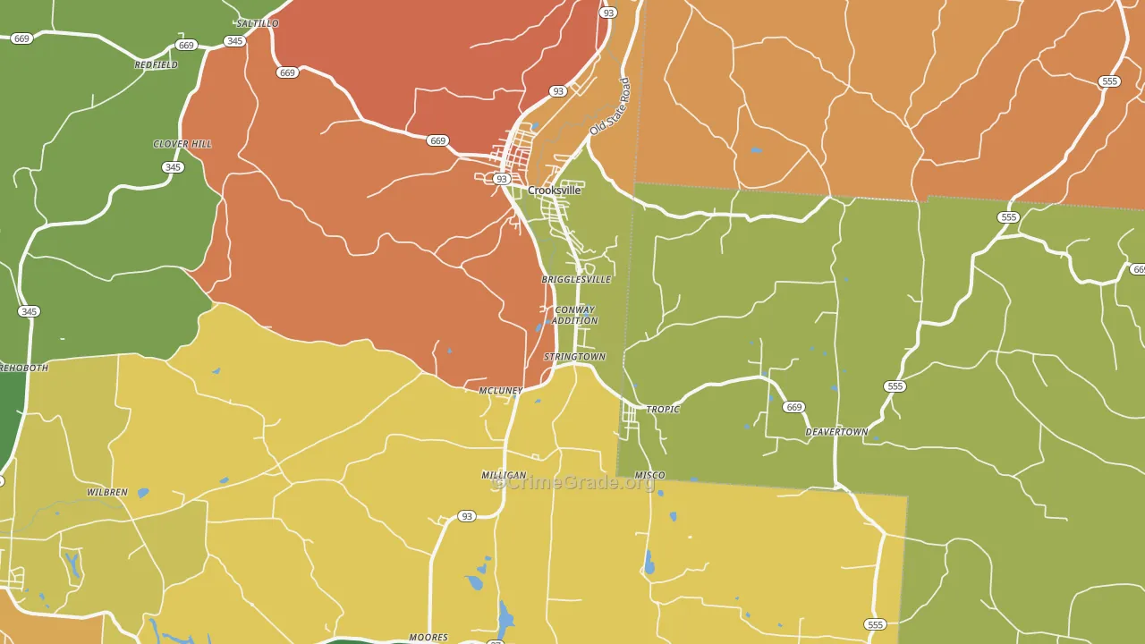 Crooksville, OH Map of Murder Rates