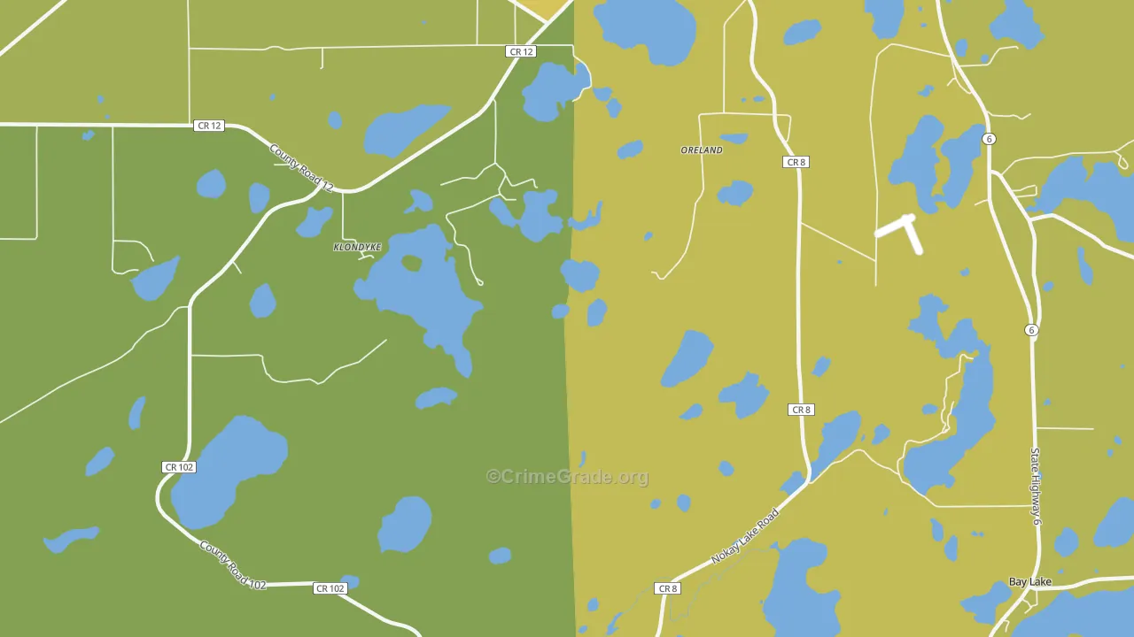 Crosby Beach, MN Map of Murder Rates