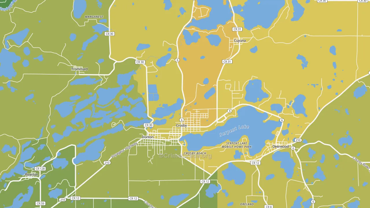 Crosby, MN Map of Murder Rates
