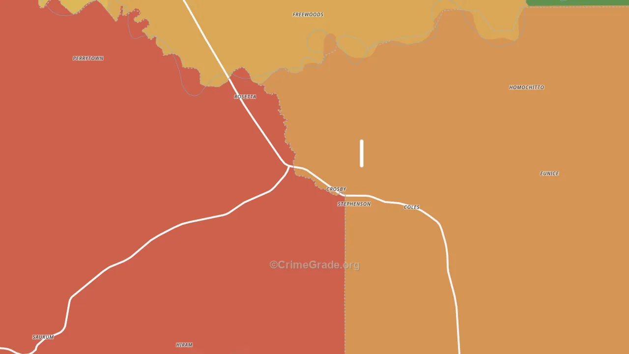 Crosby, MS Map of Murder Rates