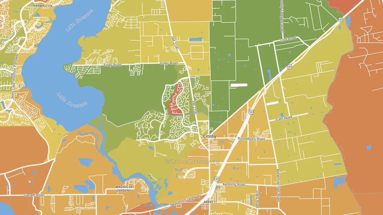 Crosby, TX Map of Murder Rates
