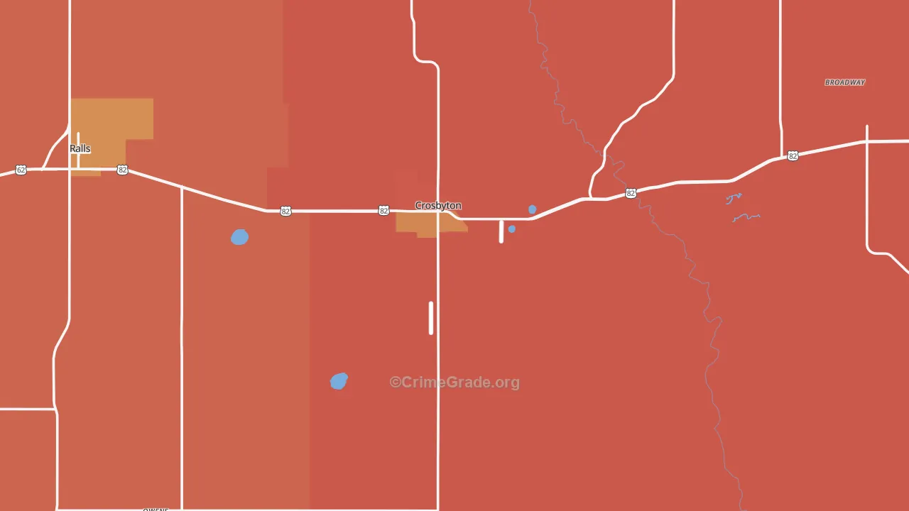 Crosbyton, TX Map of Murder Rates