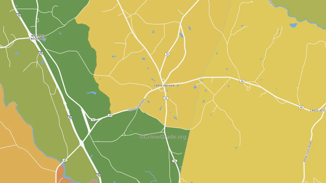 Cross Anchor, SC Map of Murder Rates