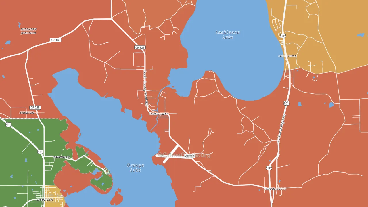 Cross Creek, FL Map of Murder Rates