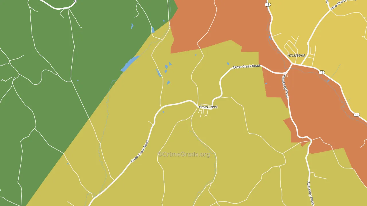 Cross Creek, PA Map of Murder Rates