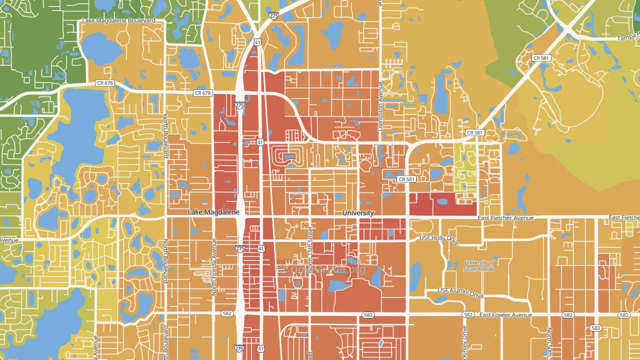 Cross Fletcher, University, FL Map of Murder Rates