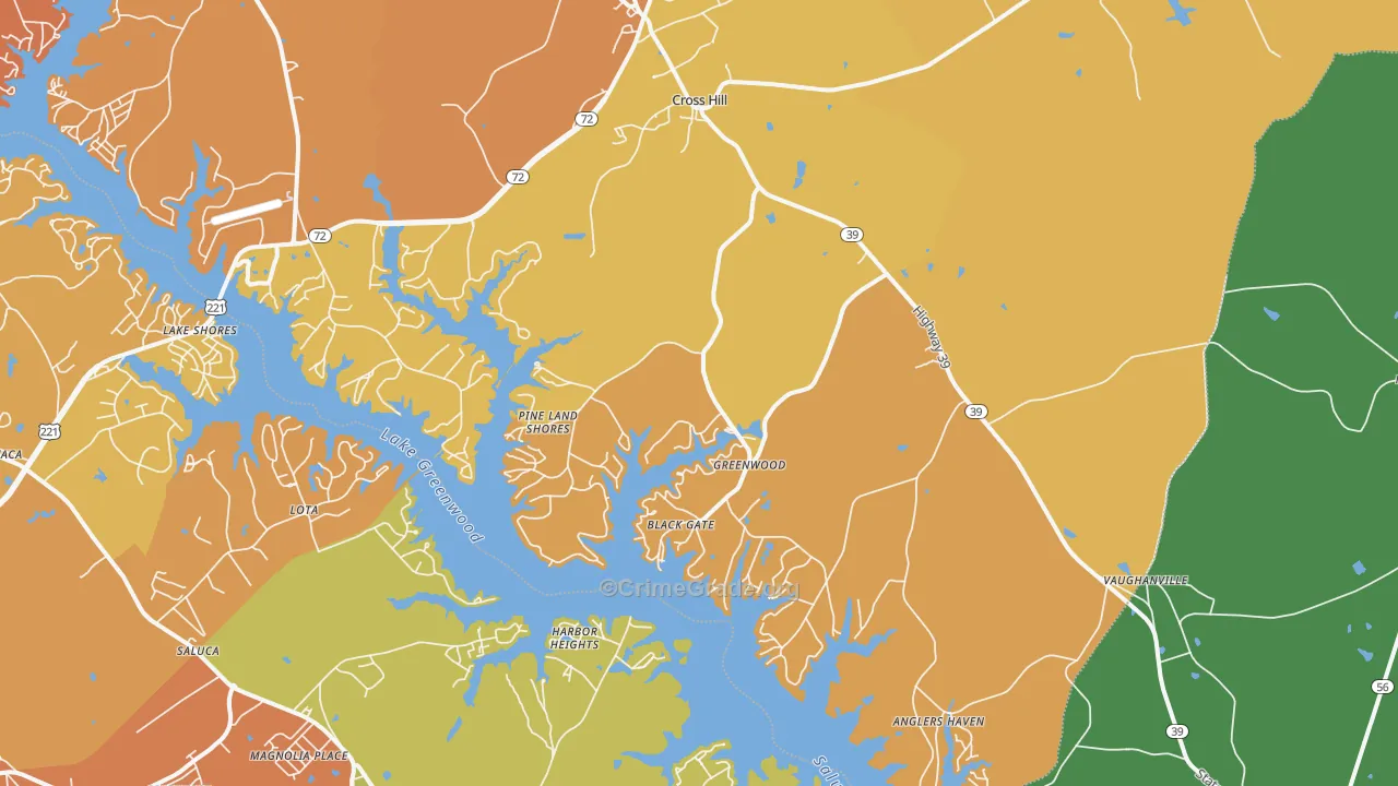 Cross Hill, SC Map of Murder Rates