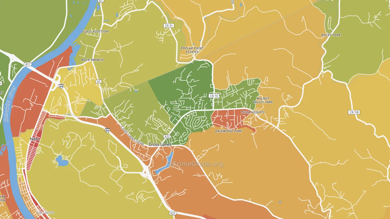 Cross Lanes, WV Map of Murder Rates