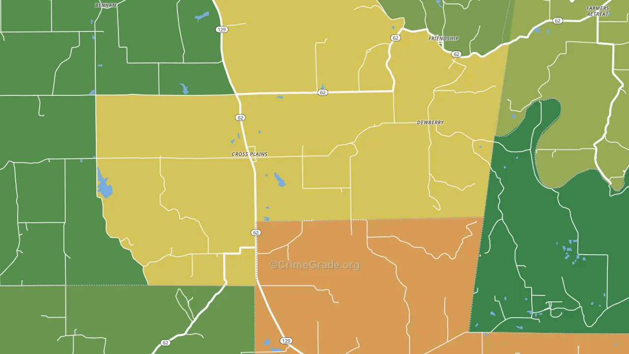 Cross Plains, IN Map of Murder Rates