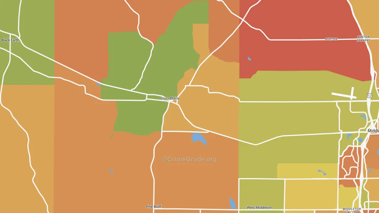 Cross Plains, WI Map of Murder Rates
