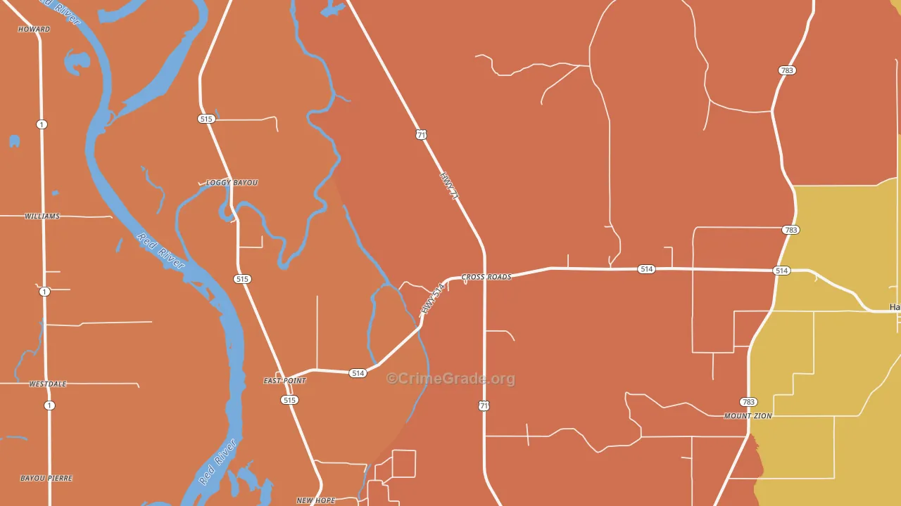Cross Roads, LA Map of Murder Rates