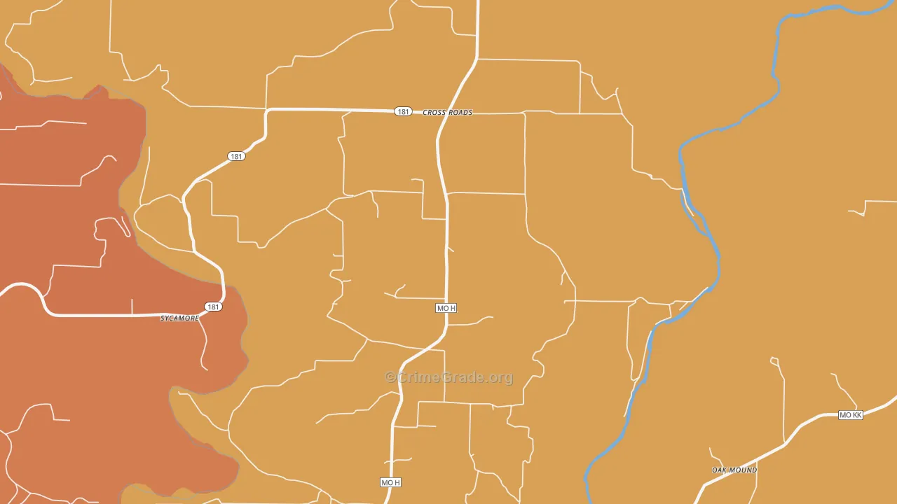 Cross Roads, MO Map of Murder Rates