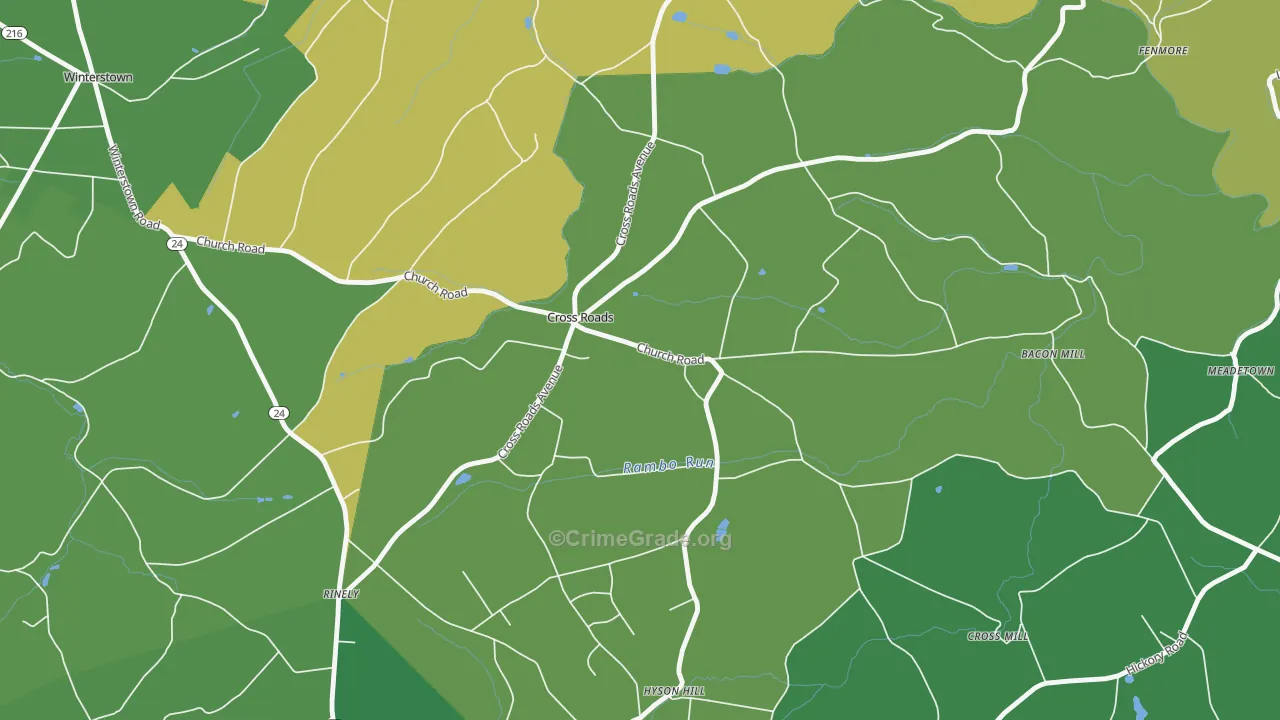 Cross Roads, PA Map of Murder Rates