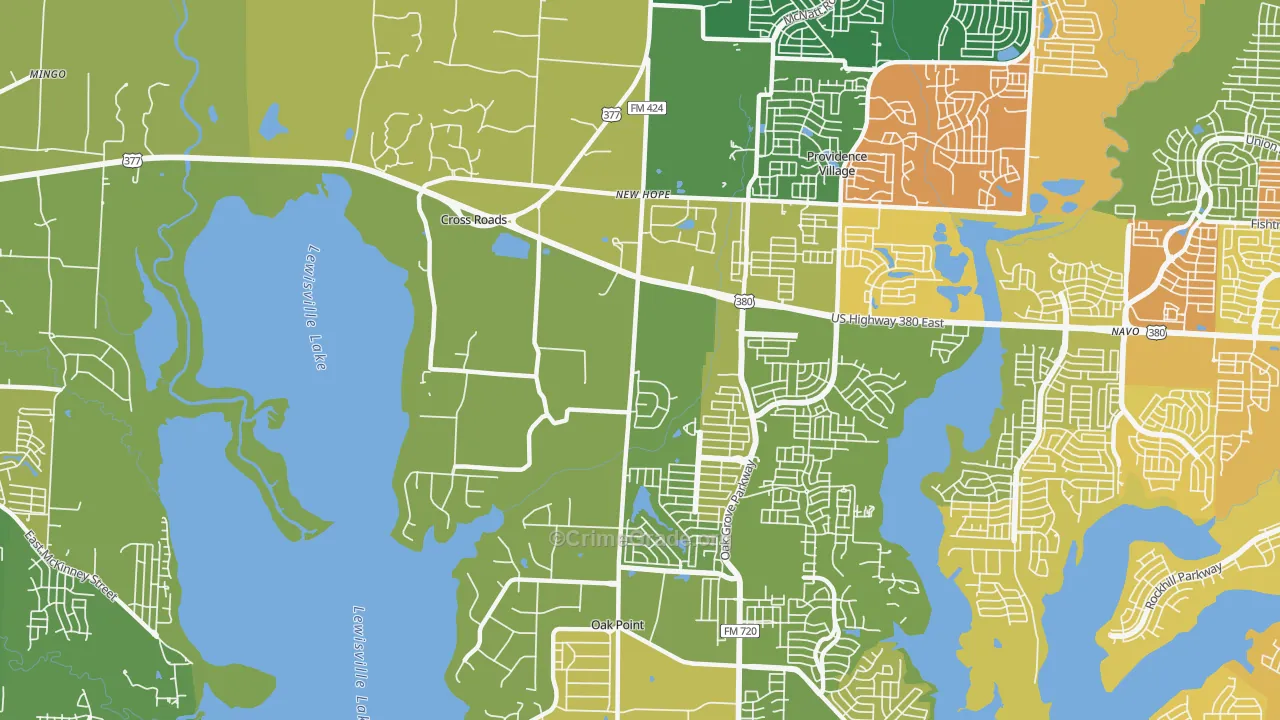 Cross Roads, TX Map of Murder Rates