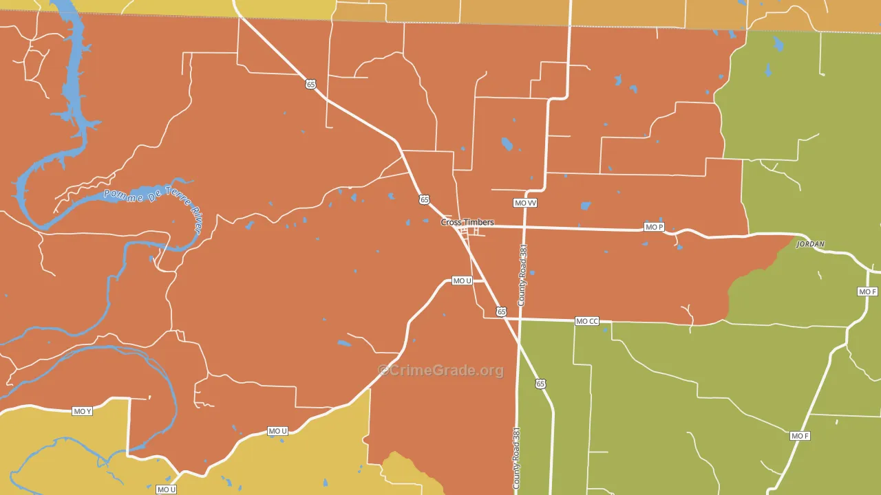 Cross Timbers, MO Map of Murder Rates