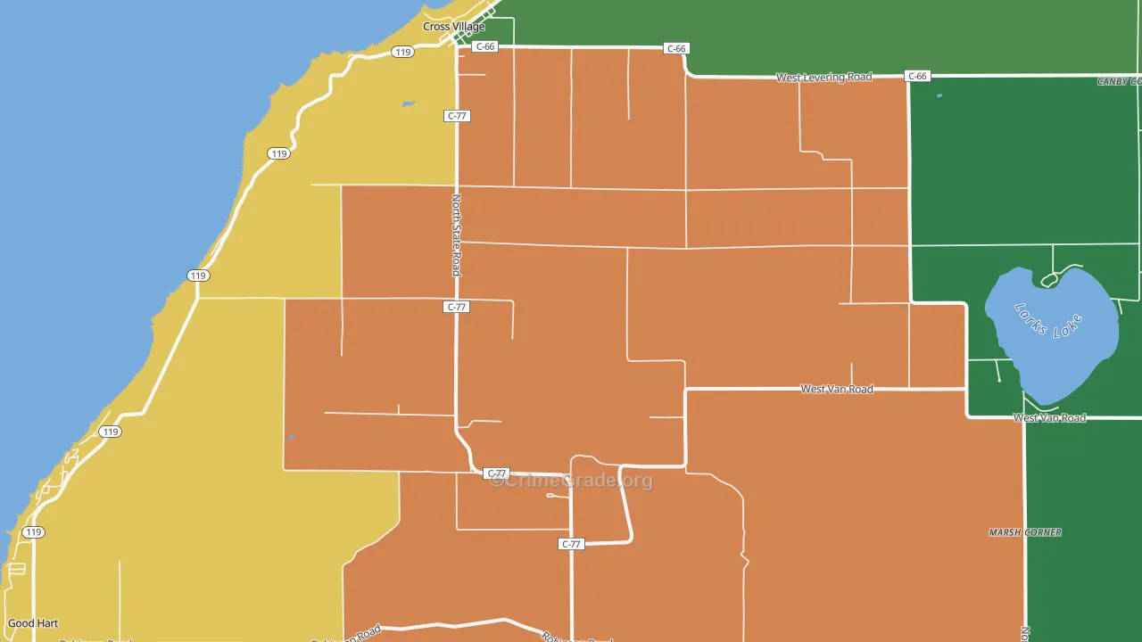 Cross Village, MI Map of Murder Rates