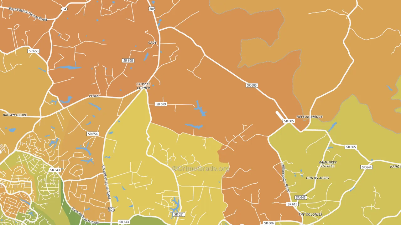 Crosses Corner, VA Map of Murder Rates