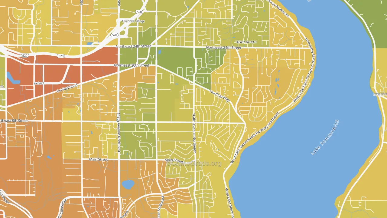 Crossroads, Bellevue, WA Map of Murder Rates