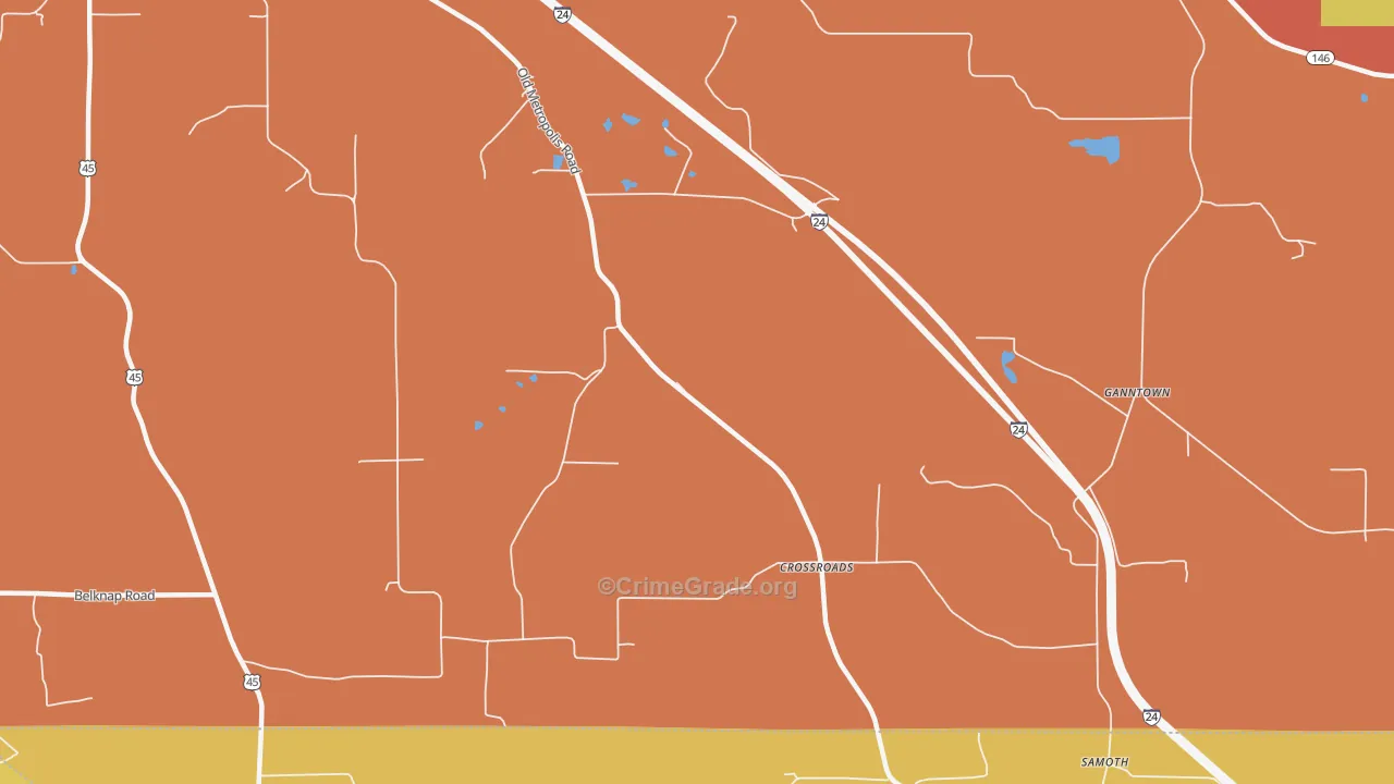 Crossroads, IL Map of Murder Rates