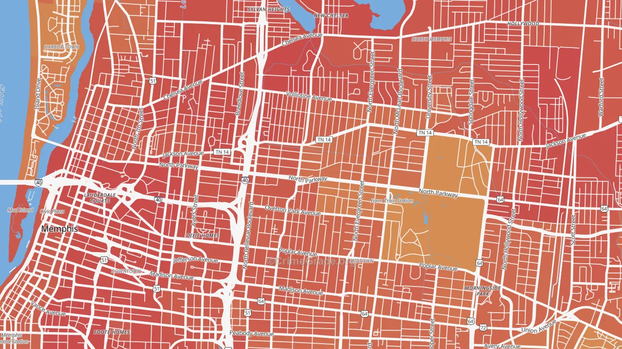 Crosstown, Memphis, TN Map of Murder Rates