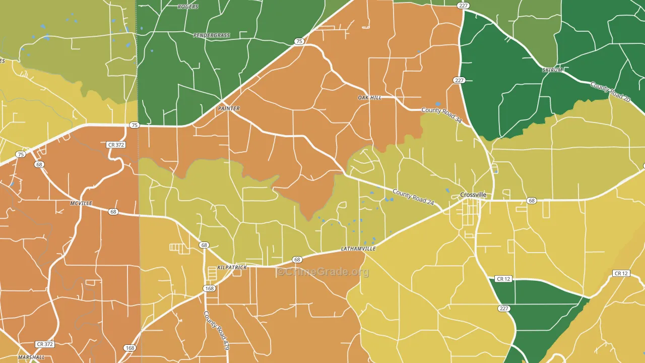 Crossville, AL Map of Murder Rates
