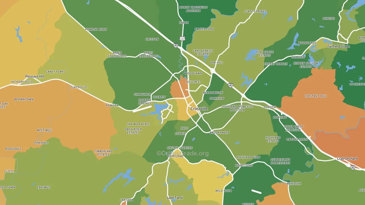 Crossville, TN Map of Murder Rates