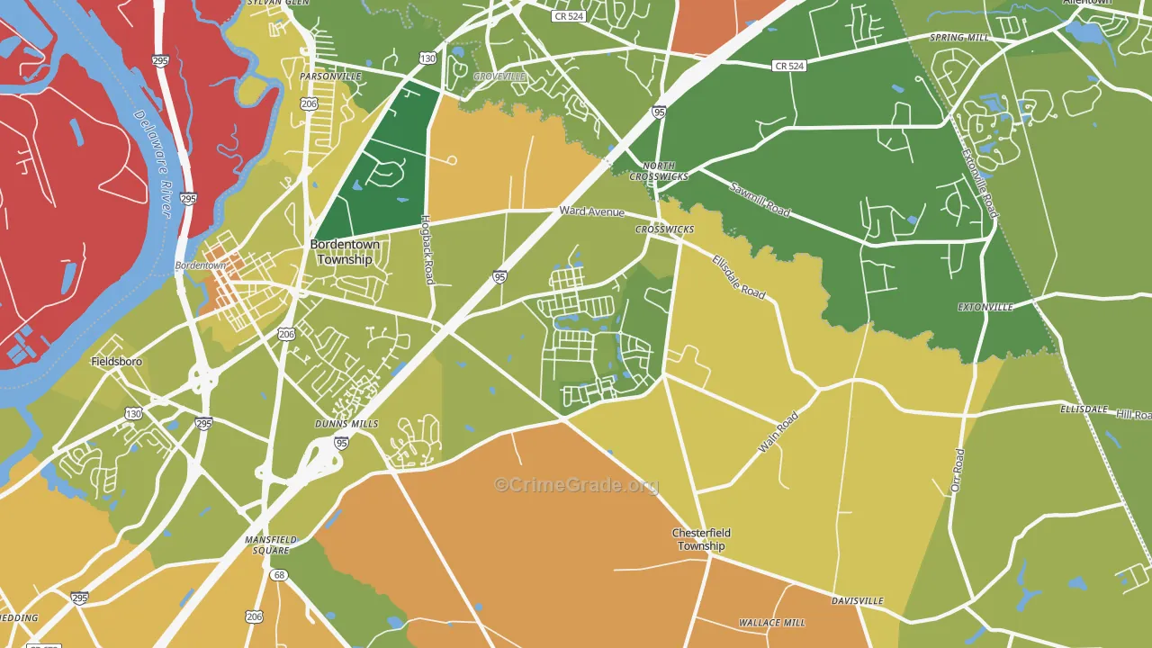 Crosswicks, NJ Map of Murder Rates