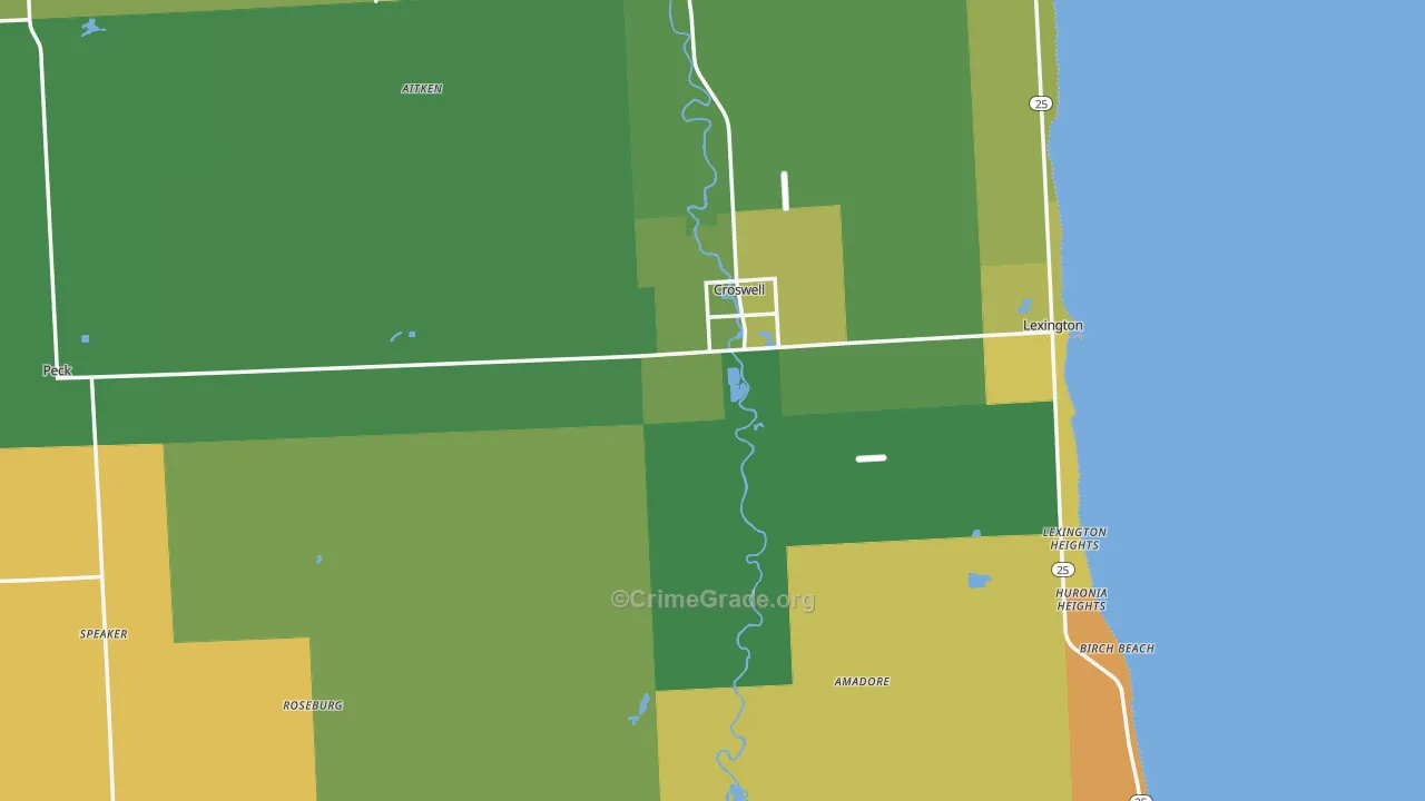 Croswell, MI Map of Murder Rates
