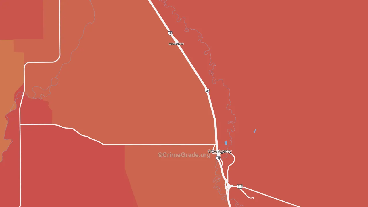 Crow Agency, MT Map of Murder Rates