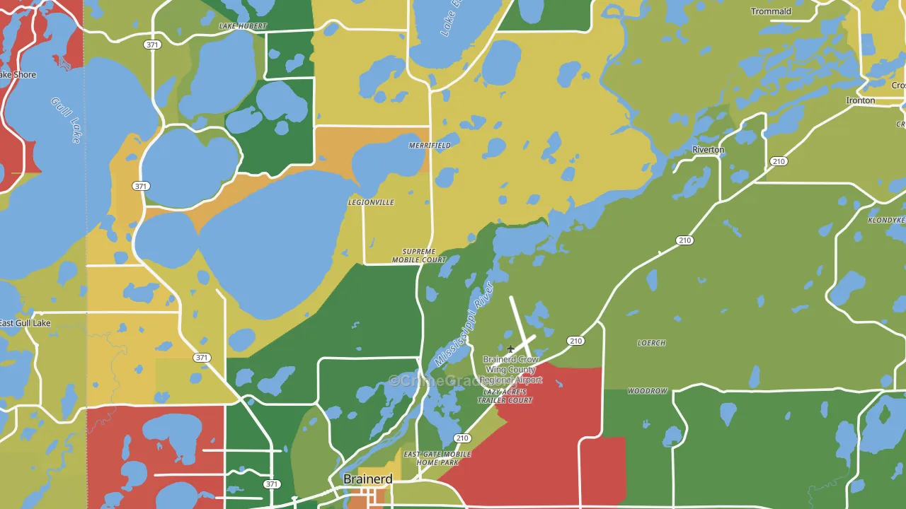 Crow Wing County, MN Map of Murder Rates
