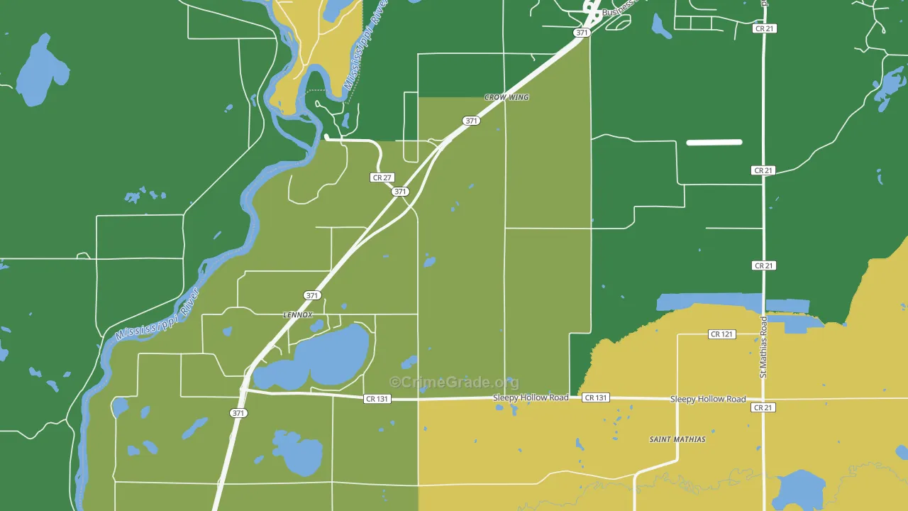 Crow Wing, MN Map of Murder Rates